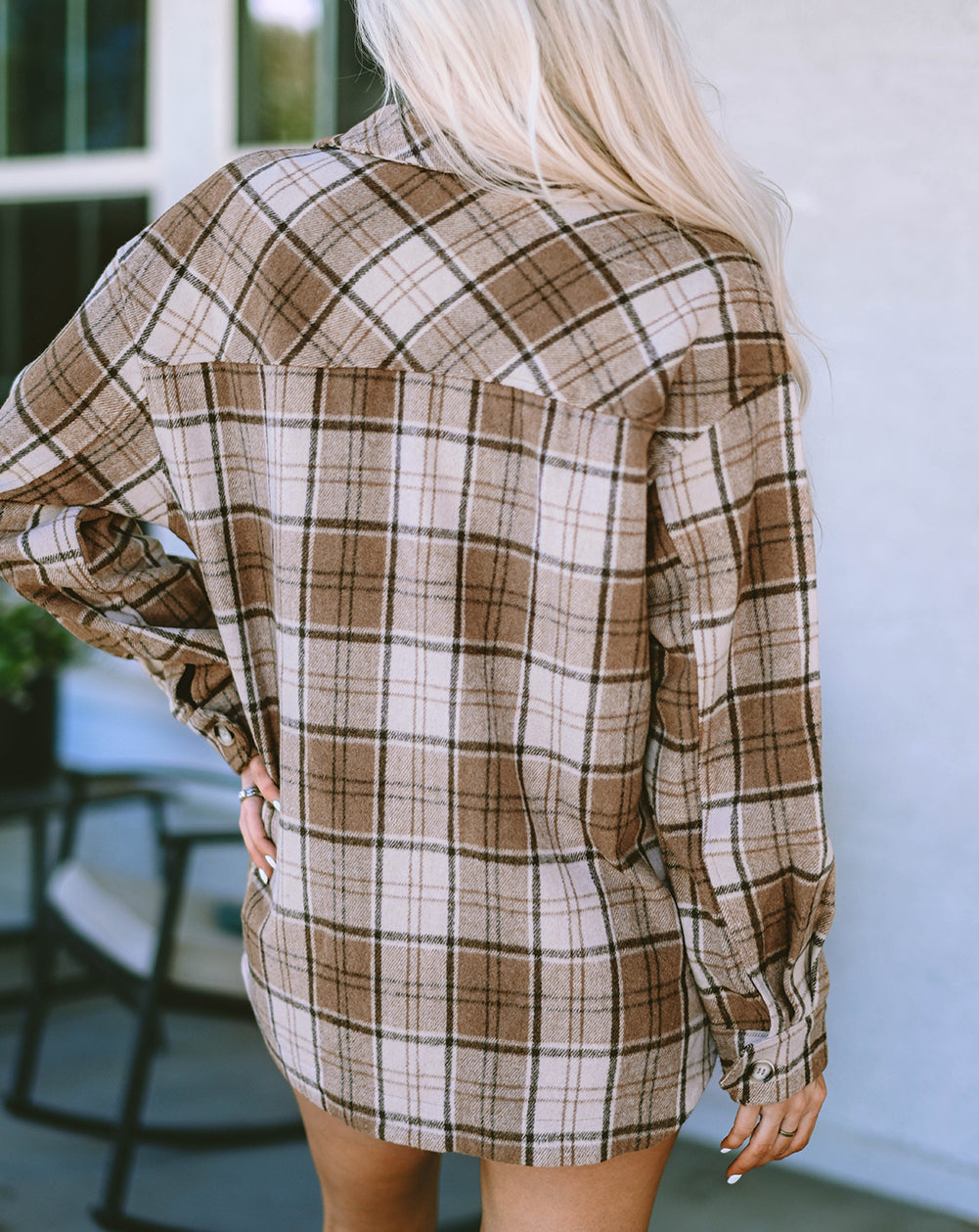Plaid Print Chest Pockets Shacket