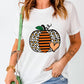 Leopard Striped Pumpkin Printed Thanksgiving T Shirt