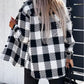 Plaid Textured Flap Pocket Shacket