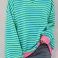 Stripe Oversized Contrast Trim Pullover Sweatshirt