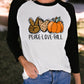 Pumpkin Leopard Heart Graphic Print Raglan Sleeve Top