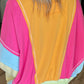 Plus Size Colorblock Patchwork Exposed Seam Sweatshirt