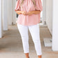 Pink Plus Size Swiss Dot Puff Sleeves Top