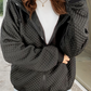 Quilted Side Pockets Zipper Hooded Jacket