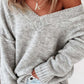 Exposed Seam V Neck Slouchy Sweater