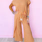 Stripe Rainbow Tee Tasseled String Wide Leg Pants Set