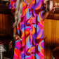 Abstract Print Ruffled Sleeve Shift Dress