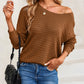 Textured Knit Round Neck Dolman Sleeve Sweater