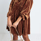Tie Back Square Neck Velvet Babydoll Dress