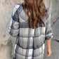 Plaid Roll-tab Sleeve Side Slit Shirt Dress