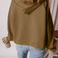 Fleece Lined Half Zipper Kangaroo Pockets Loose Hoodie