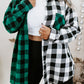 Plaid Color Block Buttoned Plus Size Shacket