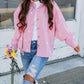 Pink Star Print Button Denim Jacket