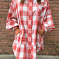 Oversized Plaid Puff Sleeve Round Hem Shirt Dress