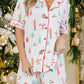 Christmas Print Short Sleeve Shirt and Shorts Pajama Set