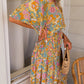 Boho Wide Sleeve Smocked Waist Floral Dress