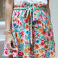 Green Floral Print Waist Tie Mini Skirt