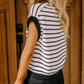 Stripe Loose Knit Short Sleeve Sweater