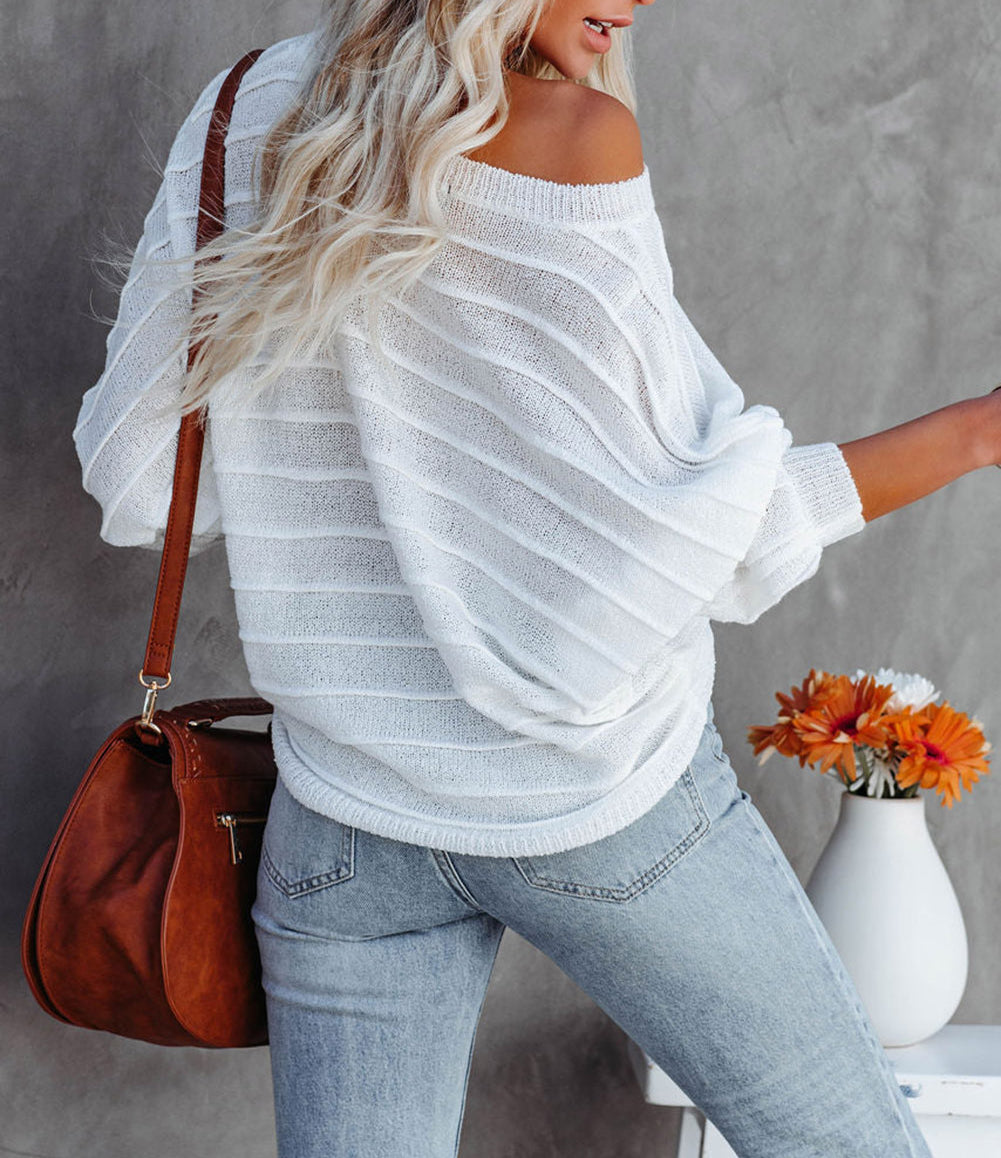 3/4 Dolman Sleeve Rib Knitted Sweater