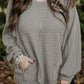 Ribbed Side Pockets Long Sleeve Plus Size Top