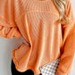 Solid Color Textured High Low Long Sleeve Top