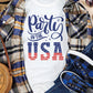 Party In the USA Flag Print Crew Neck Graphic Tee
