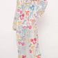 Bow Knot Print Lapel Collar Wide Leg Satin Pajama Set