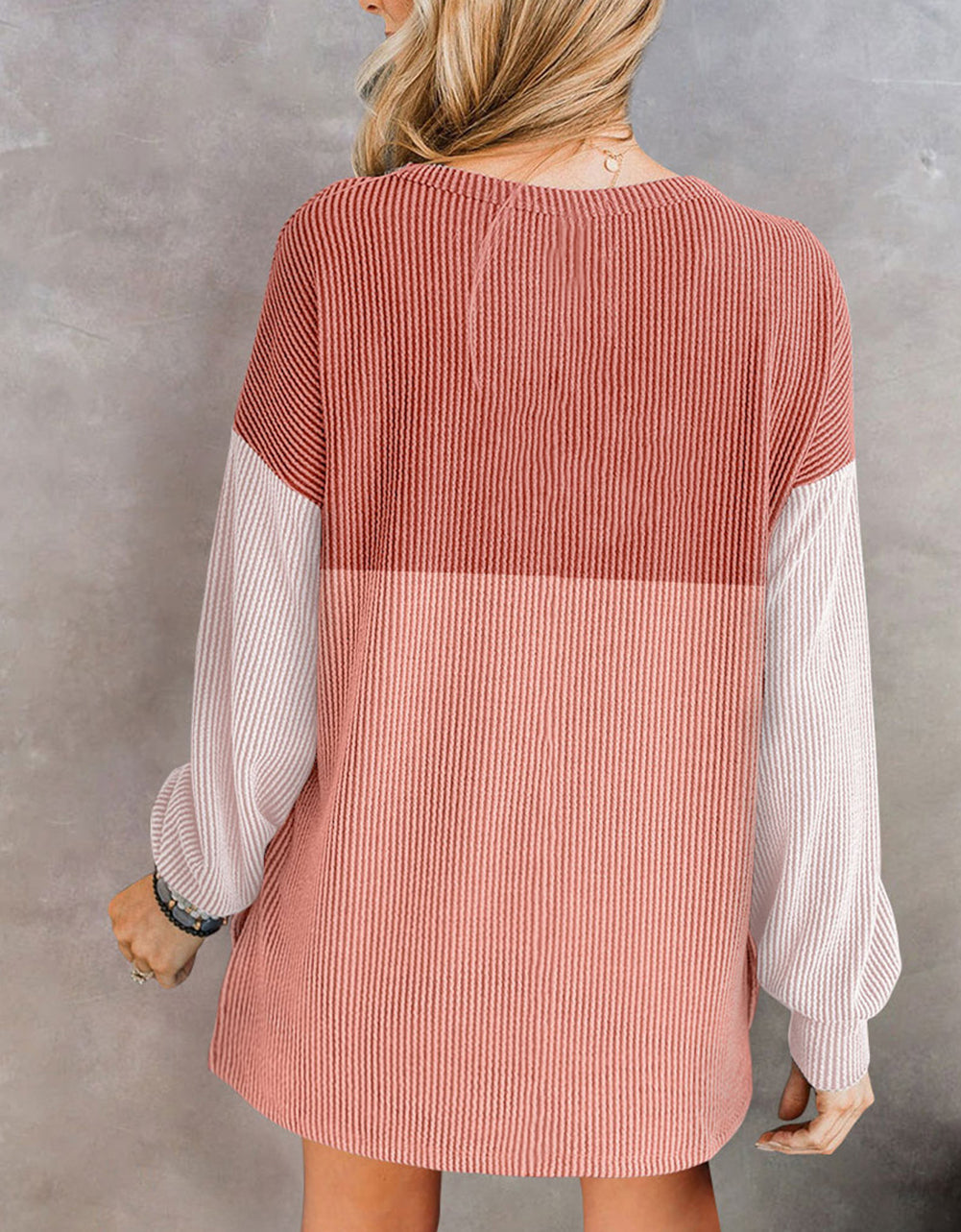 Colorblock Corded Long Sleeve Mini Dress