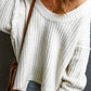 Ribbed Knit Round Neck Slouchy Chunky Sweater