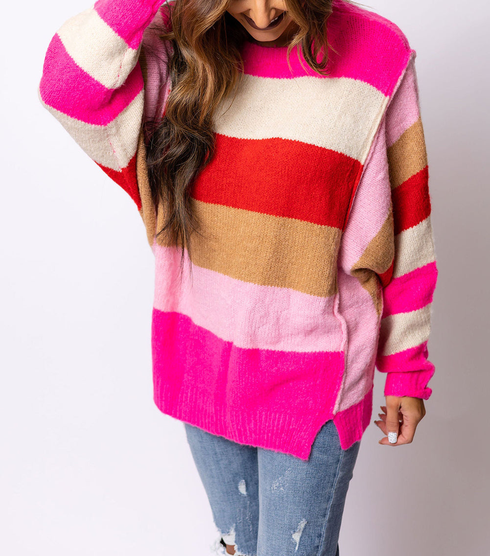 Mix Horizon Stripes Dolman Sleeve Sweater
