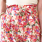 Abstract Floral Print Lace up High Waist Shorts