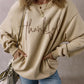 thankful Embroidered Drop Shoulder Pullover Sweatshirt