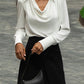 White Polo Neck Long Sleeve Blouse