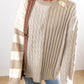 Cable Knit Colorblock Crew Neck Drop Shoulder Sweater