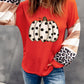 Polka Dot Pumpkin Print Leopard Stripe Colorblock Top