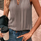 Pleated Front Notched Neck Sleeveless Top
