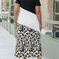 Leopard Color Block V Neck Plus Size Long Dress