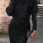 Sequin Long Sleeve Slim Fit Party Mini Dress