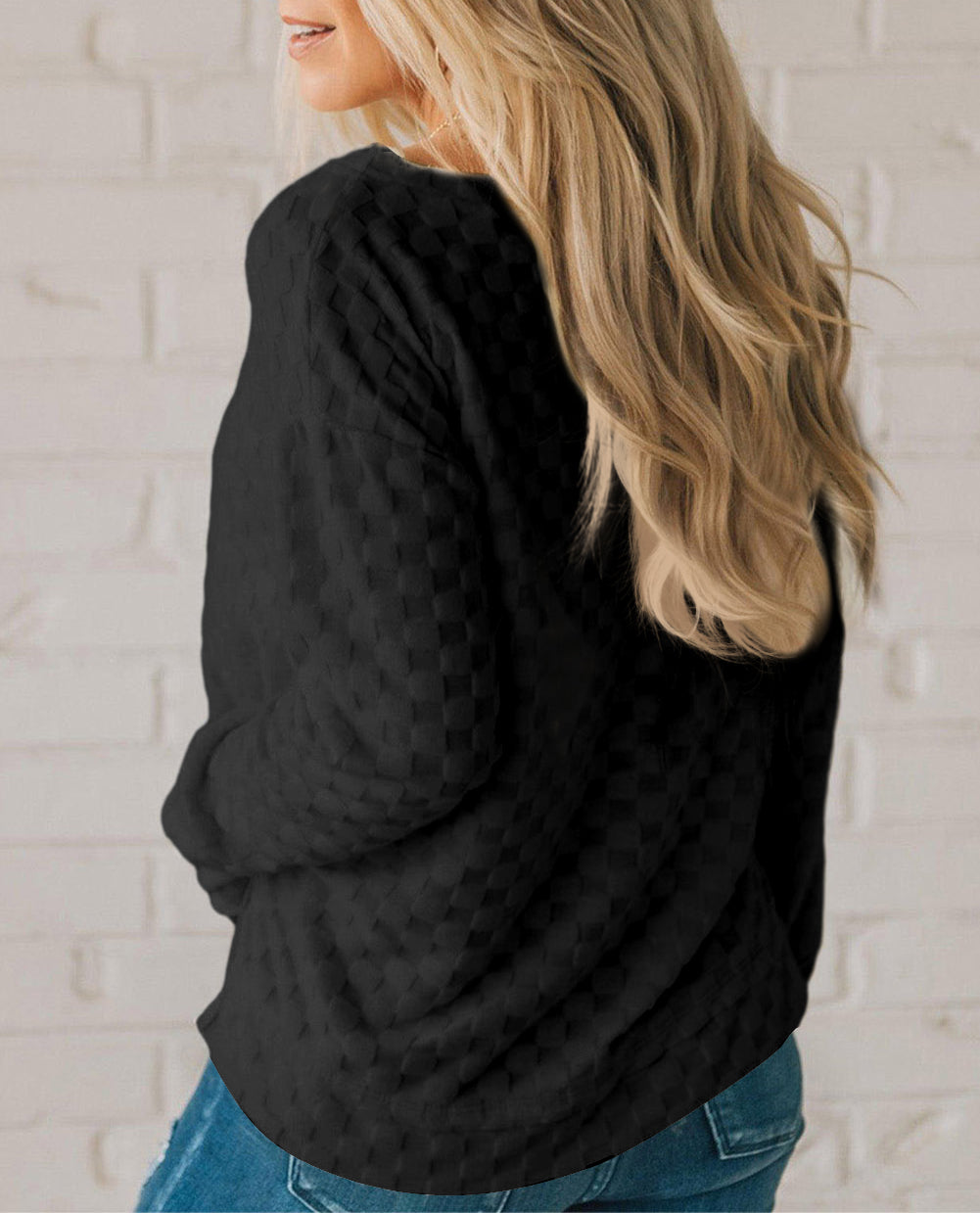 Solid Textured Thumbhole Sleeve Top