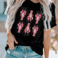 Sequin Crawfish Graphic Western Fashion T Shirt