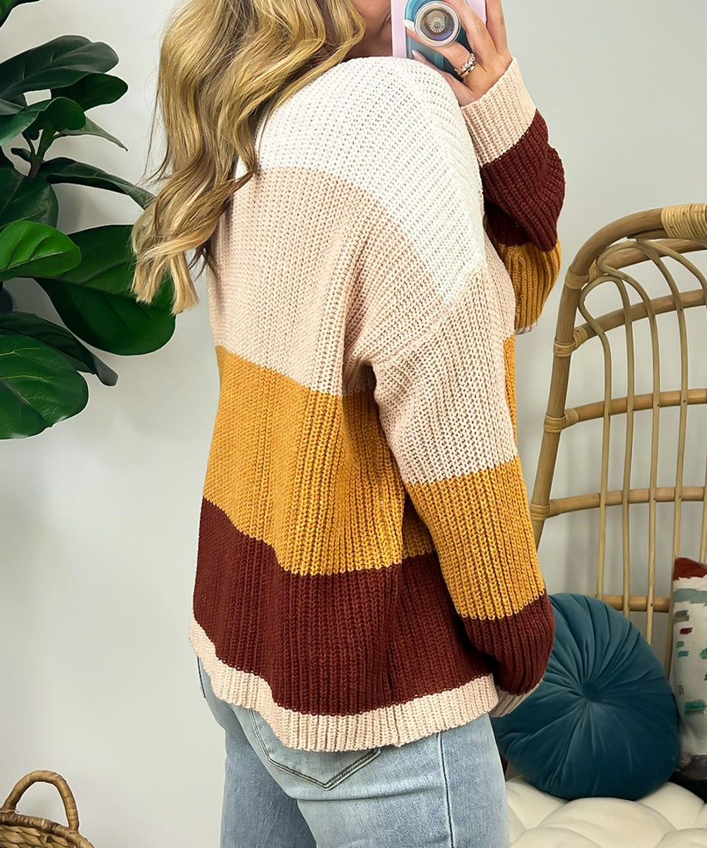 Multicolor Colorblock Striped Sweater