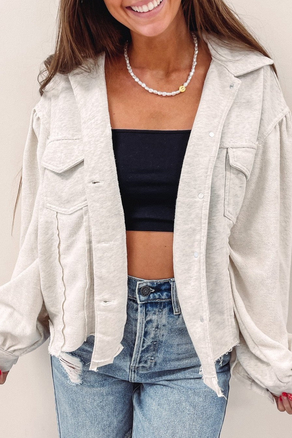 Exposed Seam Flap Pocket Buttoned Jacket