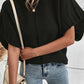 Mock Neck Batwing Short Sleeve Knit Sweater