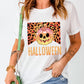 Leopard Pumpkin Face HALLOWEEN Graphic T Shirt