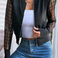 Latticed Mesh Sleeve Zip Up Bomber Jacket