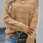 Boat Neck Drop Shoulder Pointelle Knit Sweater