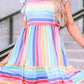 Multicolor Striped Ruffle Flared Babydoll Dress