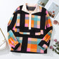 Plus Size Checkered Print Sherpa Henley Sweatshirt