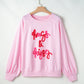 Hugs and Kisses Pop Up Embroidered Raglan Sleeve Sweatshirt