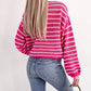 Drop Shoulder Contrasting Striped Sweater